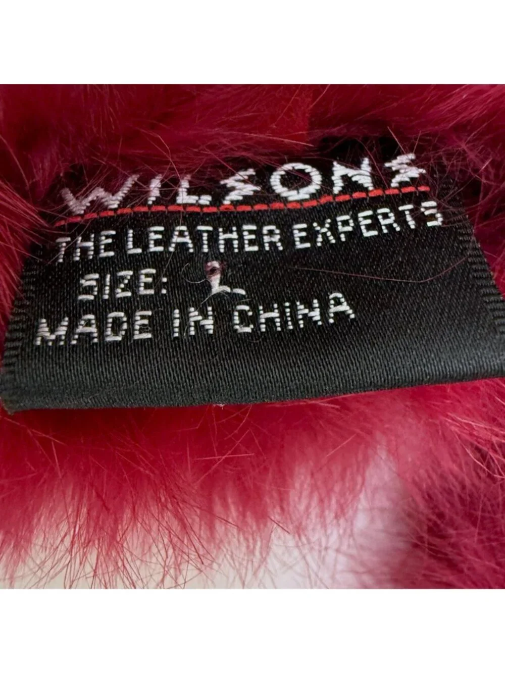 Wilsons Red Leather Gloves Womens Large Real Rabbit Fur Cuff Thinsulate